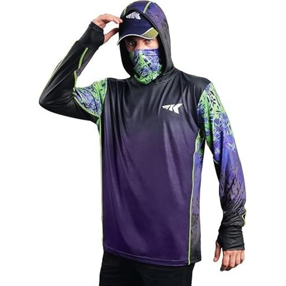 KastKing Men's XL Hoodie UPF 50 Long Sleeve Fishing Shirt UV Protection, Purple